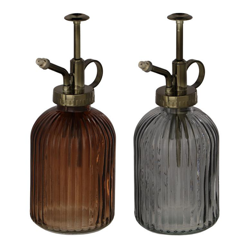 Visuel 1 du produit Vaporisateur en verre strié coloré - 8,2 x 7,6 x 19,2 cm