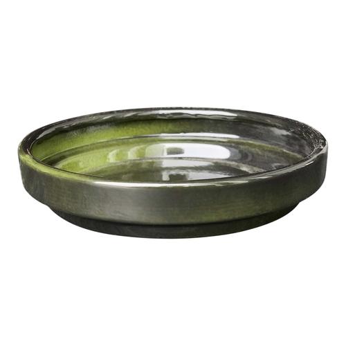 Visuel 1 du produit Soucoupe ronde en métal recyclé coloris vert algue vif Upcycle Conique - Ø 15 x H 3 cm