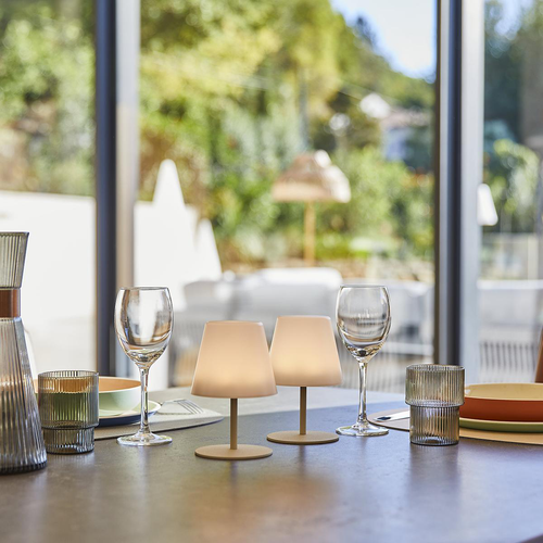 Visuel 2 du produit Lot de 2 lampes coloris beige effet blanc chaud en métal Batimex - Ø 10 x 16 cm