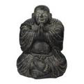 Visuel 1 du produit Décoration pour jardin aquatique moine assis obèse coloris noir en pierre reconstituée SEDA - 22 cm