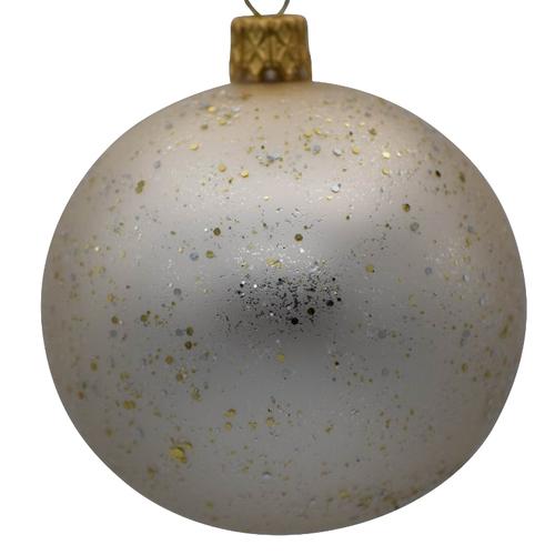 Visuel 1 du produit Boule de Noël en verre rouge moucheté blanc - Ø 7 cm