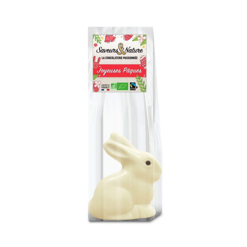 Visuel 1 du produit Lapin assis au chocolat blanc bio Saveurs et Nature - 60 g
