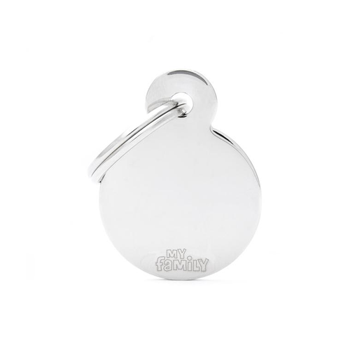 Visuel 1 du produit Médaille basic petit cercle pour chien en laiton argenté