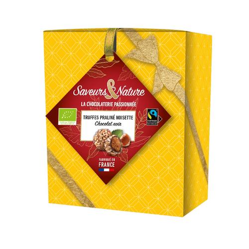Visuel 1 du produit Ballotin de truffes au praliné noisette bio Saveurs et Nature - 100 g