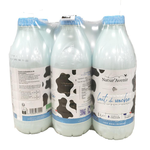 Visuel 1 du produit Lait de vache UHT demi-écrémé France Natur'Avenir - 6 x 1 L