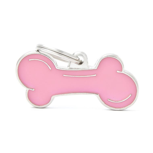 Visuel 1 du produit Médaille classic grand os rose pour chien en acier