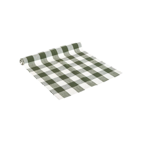 Visuel 1 du produit Chemin de table à carreaux verts et blancs en coton - 150 x 50 cm