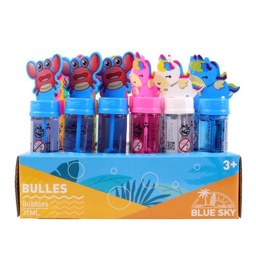 Visuel 1 du produit Flacon bulles transparents bouchon animal Blue sky - 35 ml