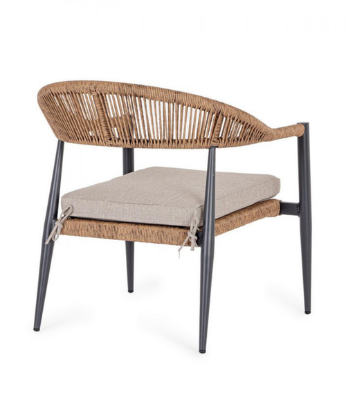 Visuel 4 du produit Fauteuil empilable anthracite et naturel, aluminium et résine, BIZZOTTO JANDIA