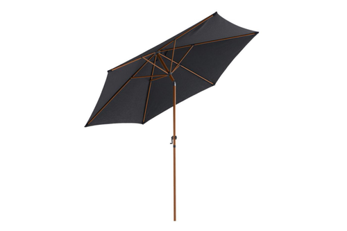 Visuel 1 du produit Parasol rond à manivelle coloris gris en aluminium et polyester - Ø 270 cm
