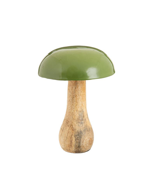 Visuel 1 du produit Champignon à poser tête emaillée coloris vert en bois de manguier - 12 x 8 x 8 cm