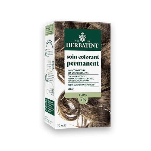 Visuel 1 du produit Coloration permanente pour cheveux blond 7N aux extraits végétaux biologiques vegan Herbatint - 170 ml