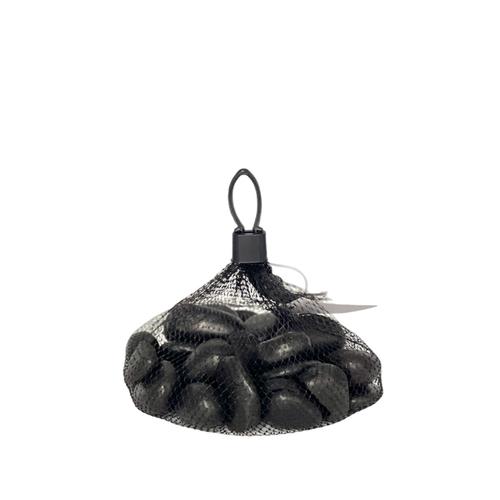 Visuel 1 du produit Pierres de fleuve noires 16/36 mm en filet - 1 kg