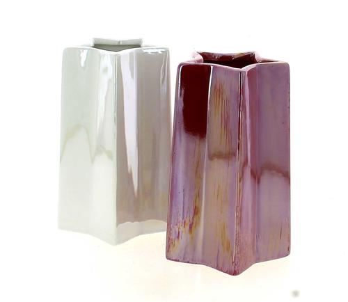 Visuel 1 du produit Vase forme étoile en céramique brillante - Ø 11,5 x H 18 cm