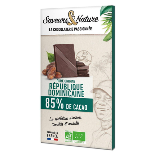 Visuel 1 du produit Chocolat noir 85% origine République Dominicaine bio Saveurs et Nature - 80 g