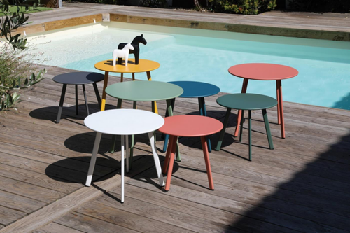 Visuel 3 du produit Table basse d'appoint bleue, en acier époxy, PROLOISIRS Massai - Ø45cm