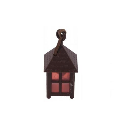 Visuel 1 du produit Set de 3 lanternes pour village de Noël en plastique coloris marron lumière rouge 3,5 V culot E5 - 1,5 x 1,5 x 2 cm