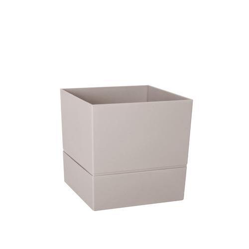 Visuel 1 du produit Pot carré en plastique à réserve d'eau coloris grège Poetic Aquaduo - 19,3 cm