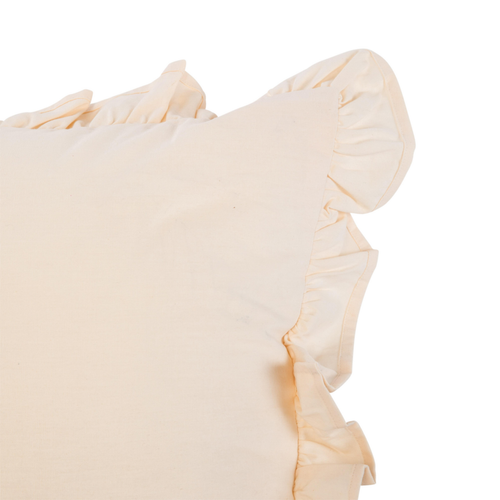 Visuel 1 du produit Coussin volanté ivoire en coton - 60 x 40 cm