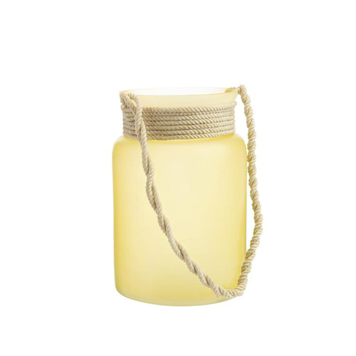Visuel 1 du produit Photophore coloris jaune en verre et corde - 22 x 15 cm