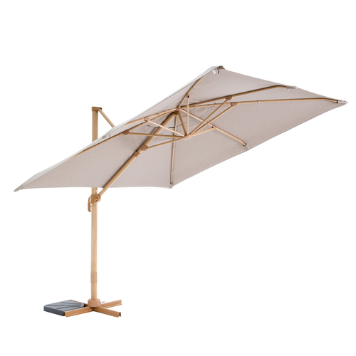 Visuel 1 du produit Parasol déporté look bamboo coloris taupe en aluminium et polyester - 3 x 3 m