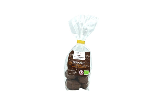 Visuel 1 du produit Bonbon diamant cœur chocolat noisette et lait bio Belledonne - 120 g