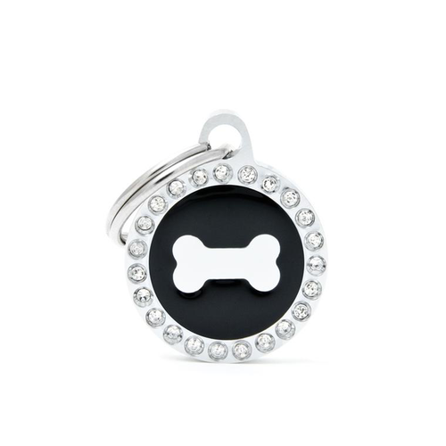 Visuel 1 du produit Médaille glam petit cercle noir avec os