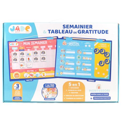 Visuel 1 du produit Calendrier semainier / tableau de gratitude Montessori permanent - 35 x 25 x 5,5 cm