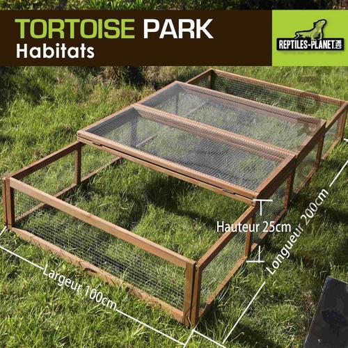 Visuel 2 du produit Tortoise Park pour tortue enclos extérieur grillagé en bois Reptile Planet – 200 x 100 x 25 cm