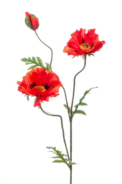 Visuel 1 du produit Tige de coquelicot artificiel orange 3 fleurs - 20 x 15 x 90 cm