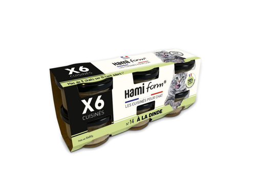 Visuel 1 du produit Alimentation humide pour chat pâtées à base de dinde recette n°14 HamiForm - 6 pots x 80 g