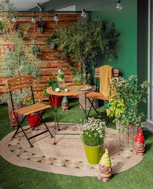 Visuel 5 du produit Set Bistrot en acier et bois d'acacia - 42 x 45 x 86 cm / Ø 60 x 70 cm