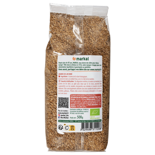 Visuel 2 du produit Graine de lin doré bio en sachet Markal - 50 g