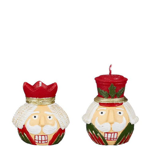 Visuel 1 du produit Bougie rouge et verte forme casse-noisette - 6 x 5,5 x 7,5 cm