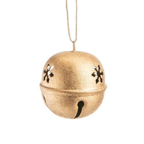 Visuel 1 du produit Suspension grelot ajouré flocon en métal doré - 6 x 6 x 6,5 cm