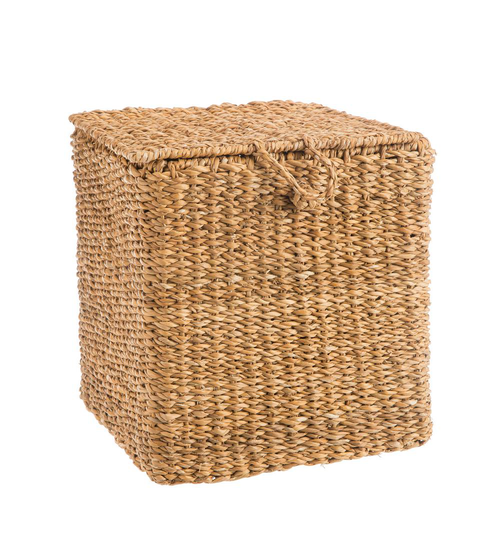 Visuel 1 du produit Panier lid en osier avec un couvercle coloris naturel – 34 x 34 x 34 cm (produit vendu à l'unité, disponible en plusieurs tailles)