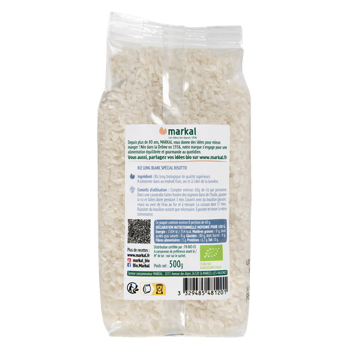 Visuel 2 du produit Riz long blanc spécial risotto bio en sachet de 500 g