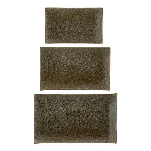 Visuel 1 du produit Plateau rectangulaire à bougies en grès brun petit modèle - 22 x 14 cm