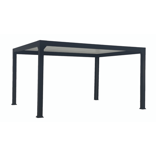 Visuel 1 du produit Pergola bioclimatique adossée motorisée noir sable avec lames blanches Green Outside Actual - 5 x 3 m
