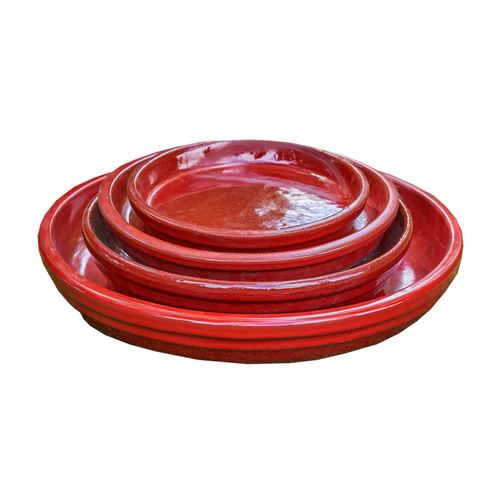 Visuel 1 du produit Soucoupe en terre cuite émaillée coloris rouge Poterie du Bousquet Costa - Ø 24 x H 3 cm