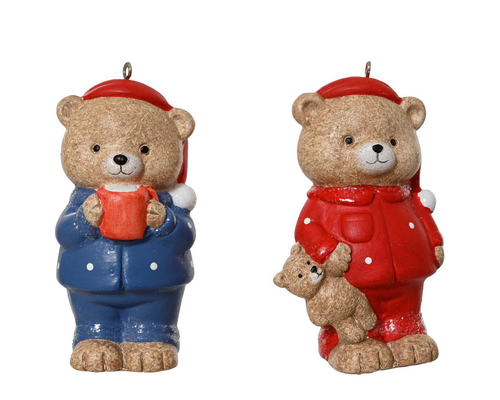 Visuel 1 du produit Ours en terre cuite colorée à suspendre - 4,5 x 4,5 x 9,5 cm