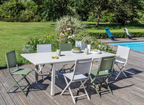 Visuel 2 du produit Table de jardin extensible en aluminium, couleur crème PROLOISIRS GENES - 160/240x100 cm