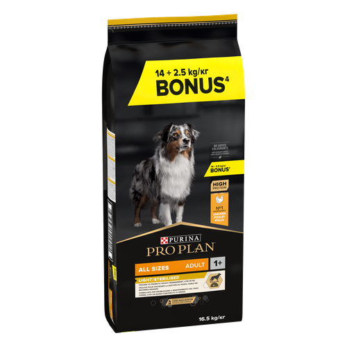 Visuel 1 du produit Croquettes light pour chien stérilisé toutes tailles Pro Plan - 14 kg + 2,5 kg