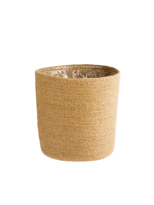 Visuel 1 du produit Cache-pot vannerie naturelle coloris blanc en jute - 24 x 22,5 x 18 cm