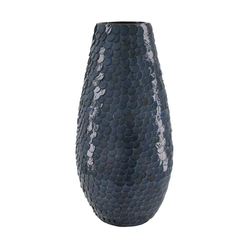 Visuel 1 du produit Vase en capiz et bambou FSC 100% en bambou bleu foncé - Ø 18 x H 38 cm