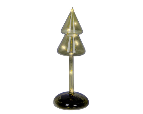 Visuel 1 du produit Sapin en verre vert avec micro LED blanc chaud fixe pour intérieur - Ø 9 x H 24 cm