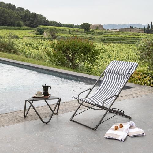 Visuel 6 du produit Transat transaswing colorblock rayure Lafuma coloris marron en acier - 60 x 83 x 91 cm