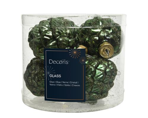 Visuel 1 du produit Boîte de 6 pommes de pin en verre vert - Ø 5 x H 7 cm