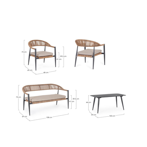 Visuel 6 du produit Salon bas en aluminium anthracide Bizzotto Jandia Naturel