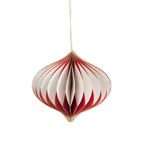 Visuel 1 du produit Suspension boule oignon coloris rouge en papier - 9 x 10 cm